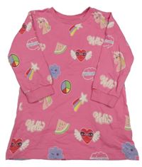 Růžová šatová mikina s obrázky bpc