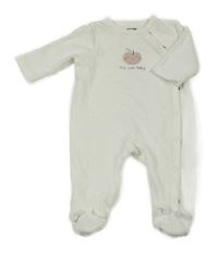 Biely zamatový overal s kvetmi a jablkem Kiabi