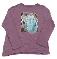 Fialové triko s potiskem Primark