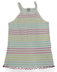 Bielo-ružovo-modro-zelený pruhovaný rebrovaný top Original marines