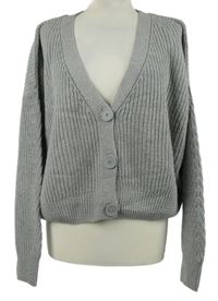 Dámský šedý propínací crop oversized svetr Ever.me 