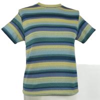 Dámské modro-zeleno-žluté pruhované úpletové tričko Arhee 