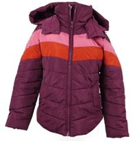 Dámská purpurová šusťáková zimní bunda s pruhy a kapucí Next 