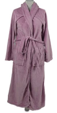 Dámský růžový chlupatý župan s páskem