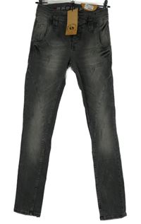 Nové - Dámské šedé skinny rifle s prošoupáním Venus vel. 27/32