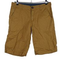 Pánské béžové vzorované plátěné chino kraťasy vel. 32