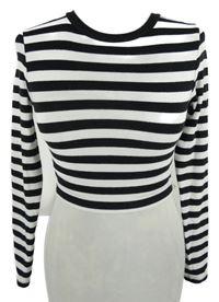 Dámské černo-bílé pruhované crop triko Zara 