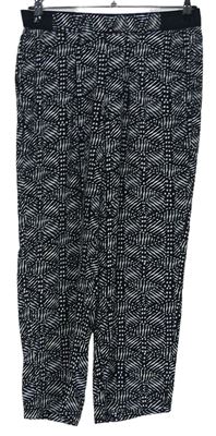 Dámske čierno-biele vzorované culottes nohavice