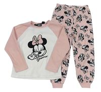 Bílo-růžové fleecové pyžamo s Minnie Disney