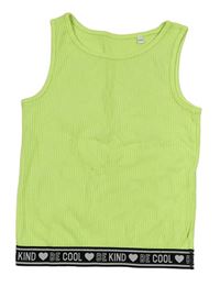Neónově zeleno-čierny rebrovaný crop top s nápisom C&A