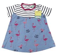Bílo-modré šaty s proužky a plameňáky lilly + sid