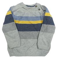 Sivo-modro-žltý pruhovaný sveter H&M