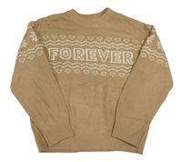 Béžový crop sveter so vzorom a nápisom H&M