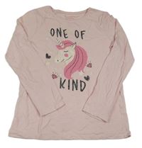 Světlerůžové triko s jednorožcem a nápisem Primark