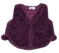 Fialová kožušinová zateplená vesta