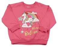 Malinová mikina s jednorožcom Peacocks