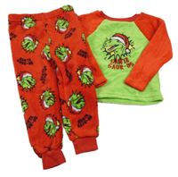 Zeleno-červené chlpaté pyžama s dinosaurom Primark