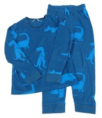 Modré fleecové pyžama s dinosaurami M&S