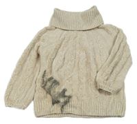 Béžový žinylkový sveter s rolákom C&A