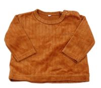 Oranžová zamatová mikina s nápisom