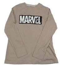Béžové triko s nápisem Marvel