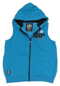 Azurová tepláková prepínaci vesta s nápisom a kapucňou C&A