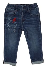 Tmavomodré slim rifle s nápismi ikks