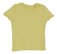 Žlté rebrované crop tričko Primark