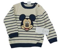 Nové - Béžovo-modrý pruhovaný svetr Disney