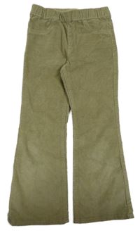 Khaki menšestrové flare nohavice H&M
