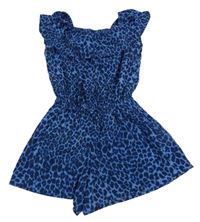 Modrá kraťasový lehký overal s leopardím vzorem Name it