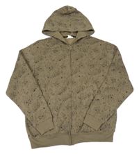 Khaki skvrnitá propínací mikina s kapucí H&M