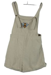 Dámske béžové rebrované na traké kraťasy so včielkou Shein