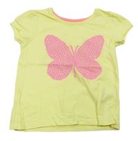 Citronové tričko s motýlom Yd.