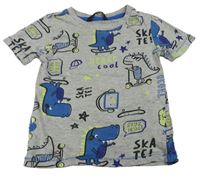 Sivé tričko s dinosaurami George