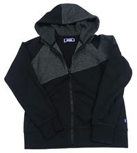 Tmavošedo-černá propínací mikina s potiskem a kapucí Jack & Jones