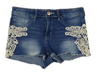 Tmavomodré riflové kraťasy s krajkou Denim Co.