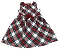 Bílo-tmavomodro-červené kárované šaty H&M