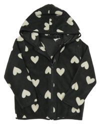 Antracitová fleecová prepínaci mikina so srdiečkami a kapucňou George