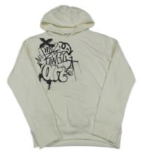 Biela mikina s grafitti a kapucňou Peacocks