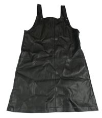 Černé koženkové laclové šaty Mango