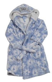 Modro-bílý chlupatý župan s kapucí - Frozen M&S