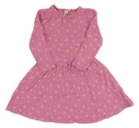 Růžové žebrované šaty se srdíčky Topolino