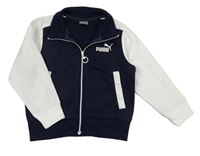 Tmavomodro-bílá sportovní propínací mikina s logem Puma