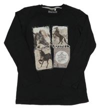 Čierne tričko s koňmi