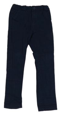 Tmavomodré plátenné nohavice