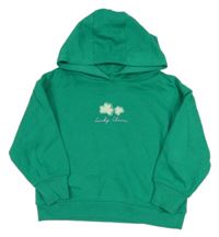 Zelená mikina s trojlístky a kapucňou Dunnes