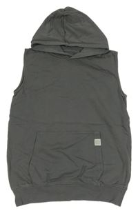 Tmavosivá tepláková vesta s kapucňou TCM