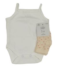 2set - lososové puntíkaté ponožky - nové + bílé košilkové body