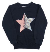 Tmavomodrý sveter s hvězdou z překlápěcích flitrů Primark
